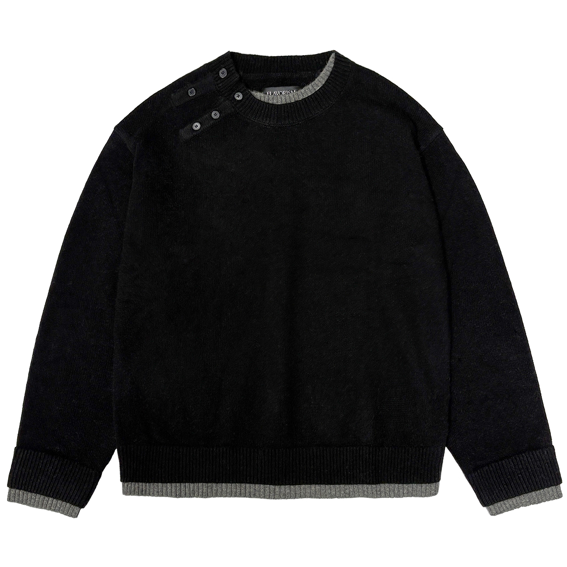 플레이버리즘 더블 레이어드 니트 블랙(Flavorism Double Layered Knit Black)