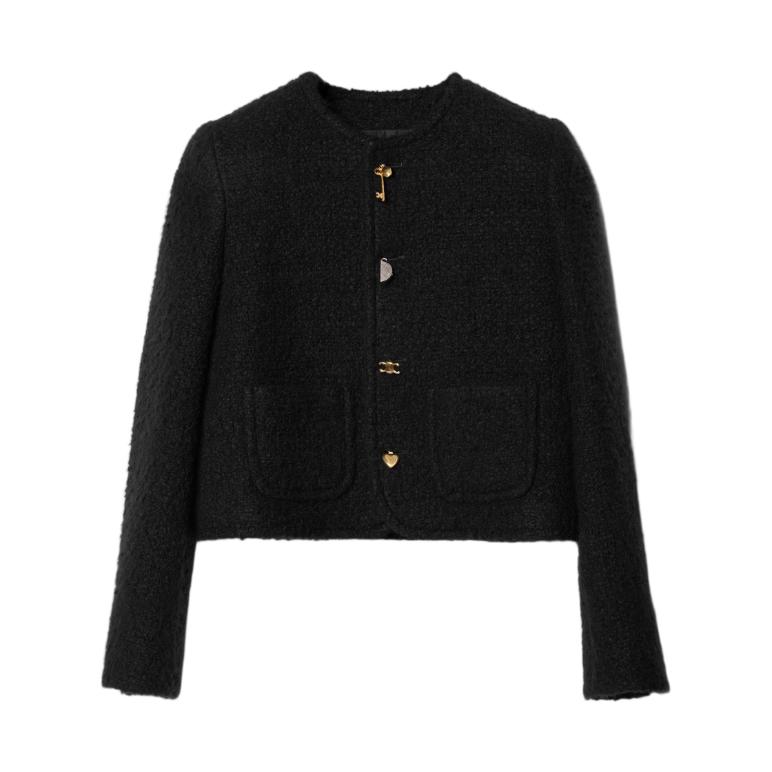 RV1YH1086-38NO (W) Celine Icone Jacket in Cashmere and Wool Natte Black