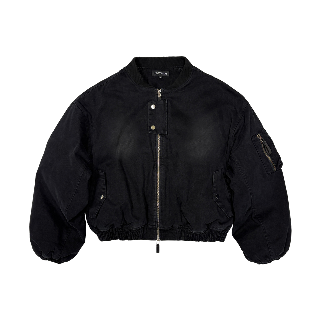 [KREAM 단독] 플레이버리즘 빈티지 워시드 봄버 자켓 페이디드 블랙([KREAM 단독] Flavorism VTG Washed Bomber Jacket Faded Black) - 1