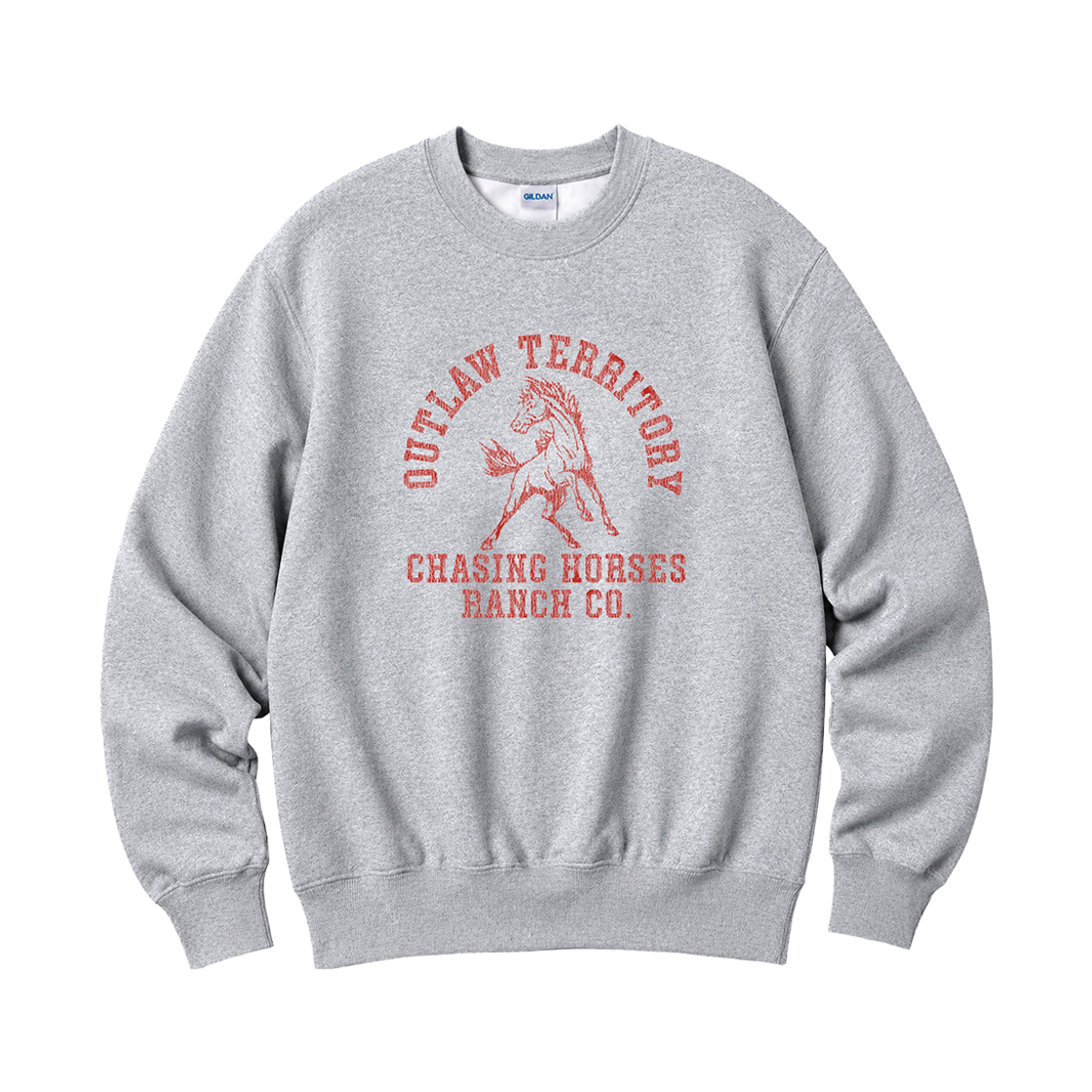 길단 X 빈티지 컬렉션 채이싱 호스 맨투맨 티셔츠 그레이(Gildan x Vintage Collection CHASING HORSE Crewneck Sweat shirt Gray)