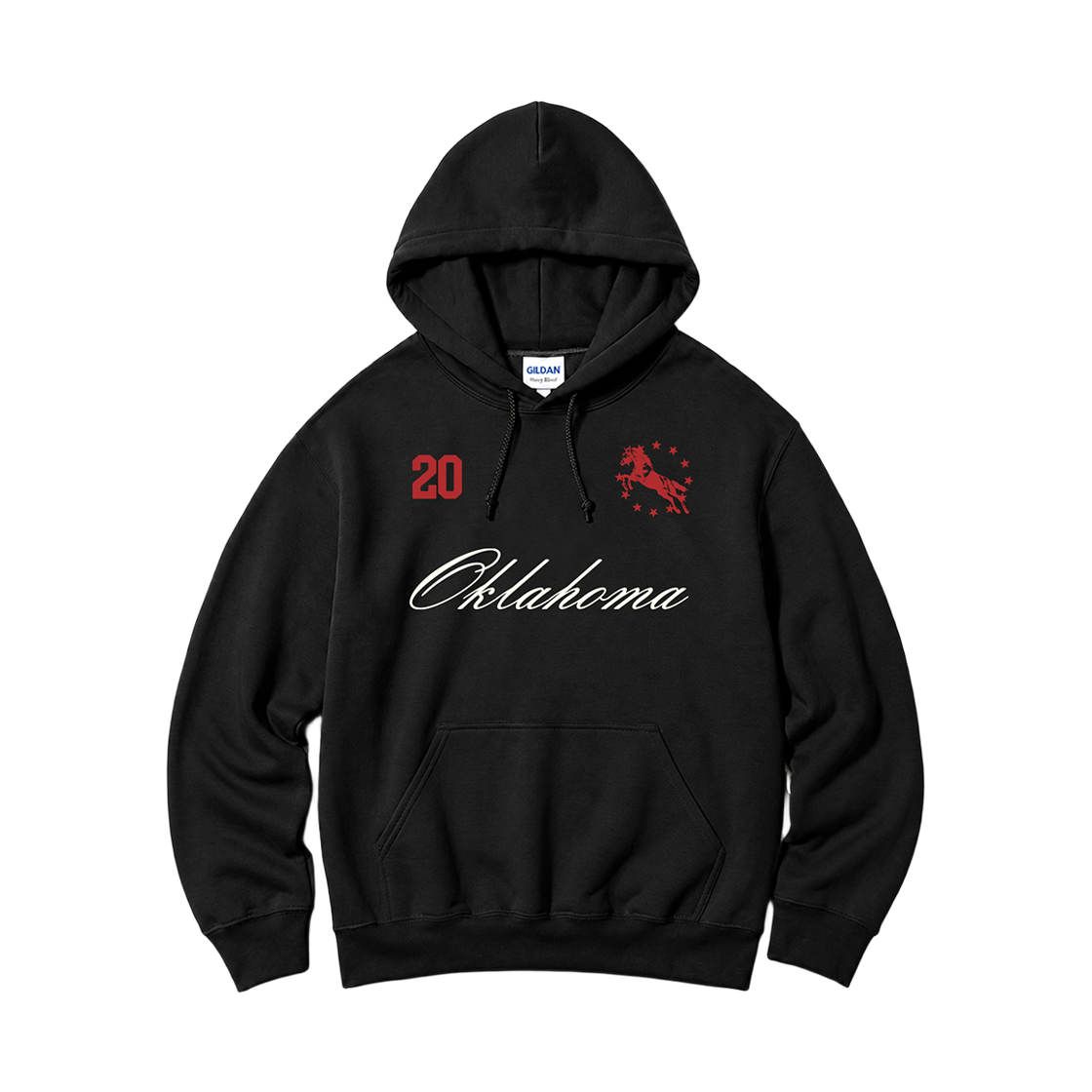 길단 X 빈티지 컬렉션 오클라호마 후드 티셔츠 블랙(Gildan x Vintage Collection OKLAHOMA Hooded Sweatshirt Black)