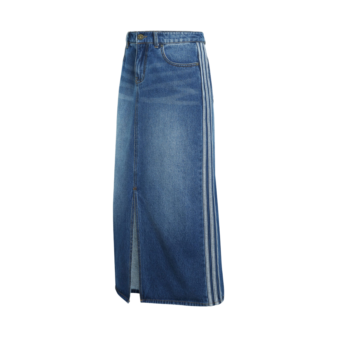 (W) 아디다스 삼선 펜슬 데님 스커트 블루 - KR 사이즈((W) Adidas 3-Stripes Pencil Denim Skirt Blue - KR Sizing) - 1
