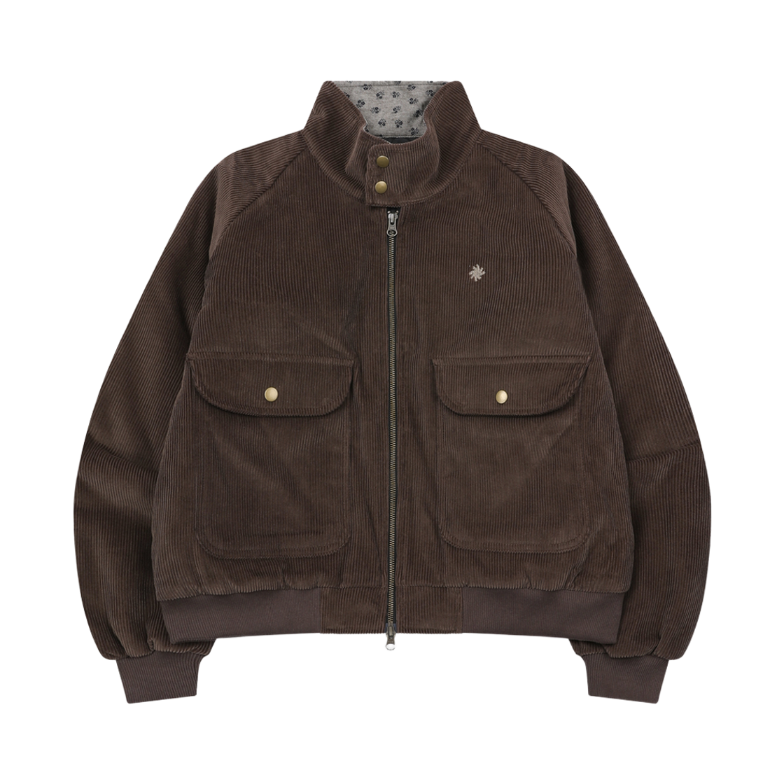 SR26OUT05BR SLOW RECORD HOUSE Flower Corduroy Harrington Jacket Brown