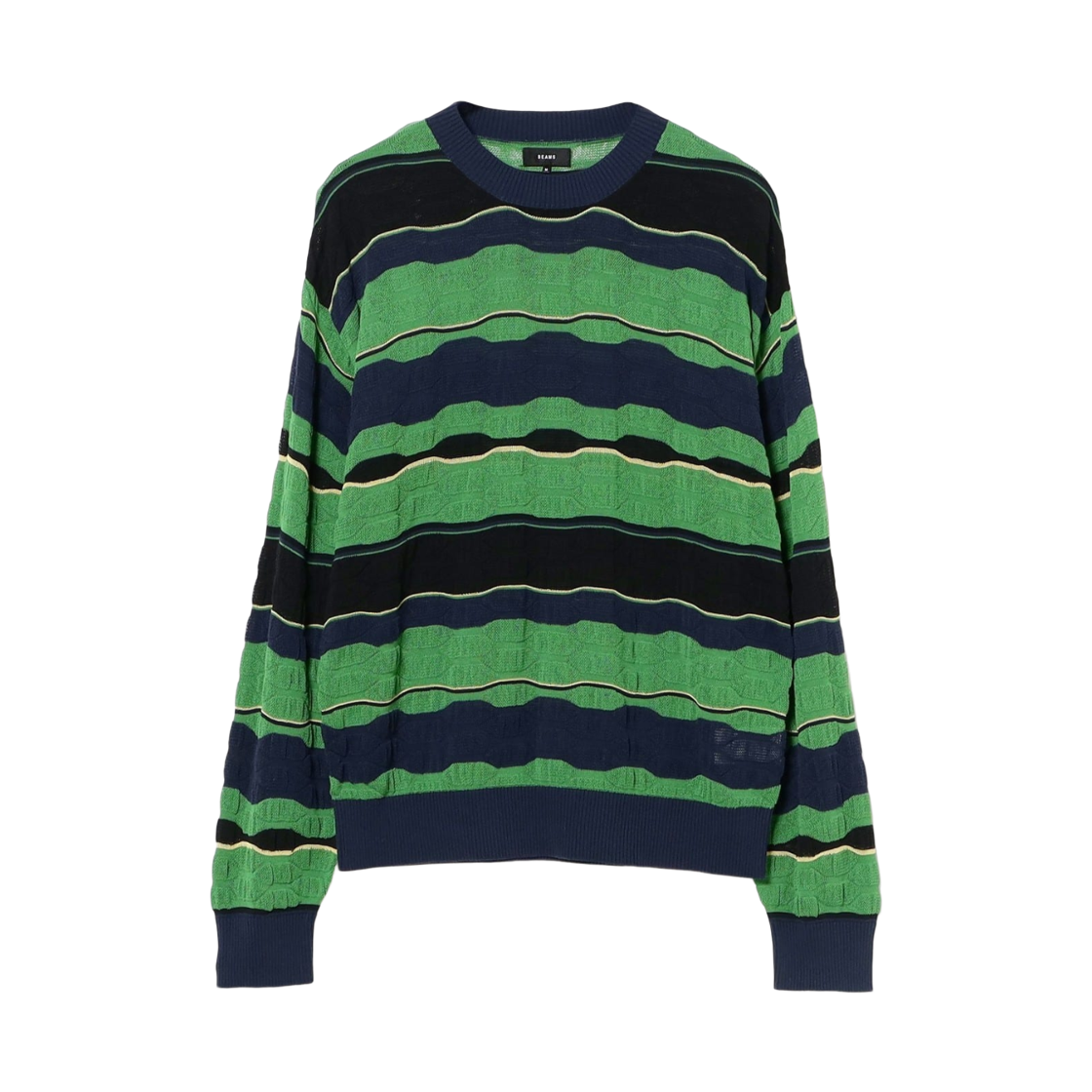 11-15-1862-156 Beams 12 Gauge Multi Jacquard Boder Crew Neck Green