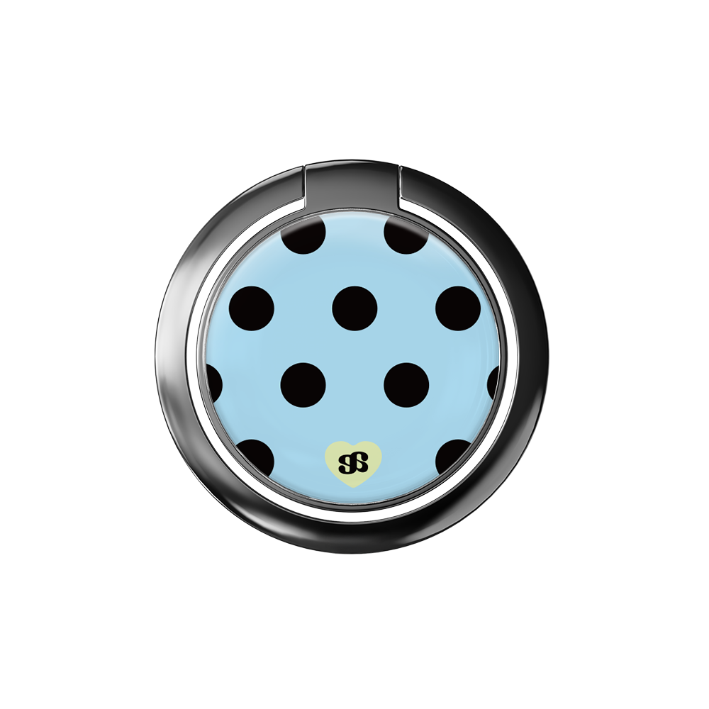 E2605_0119 EARPEARP Baby Blue Dot Epoxy Phone Ring Black
