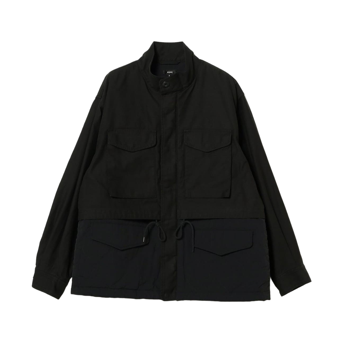 빔즈 와이드 핏 백 사틴 레이어드 M-65 블루종 블랙(Beams Wide Fit Back Satin Layered M-65 Blouson Black)