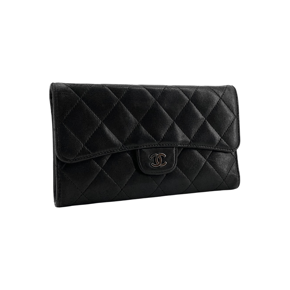 ITFGLBBNKMBW Chanel Classic Lambskin Silver Flap Wallet