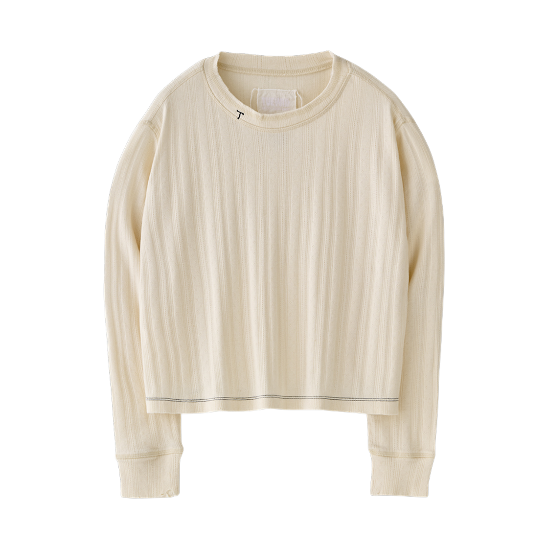 twdkr139 Tuewid Pure cotton pointelle longsleeve crop tee in ecru