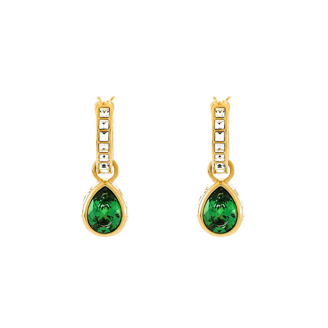 5662922 [15% 쿠폰] (W) Swarovski Chroma Drop Earrings Pear Cut Green Gold Tone Plated