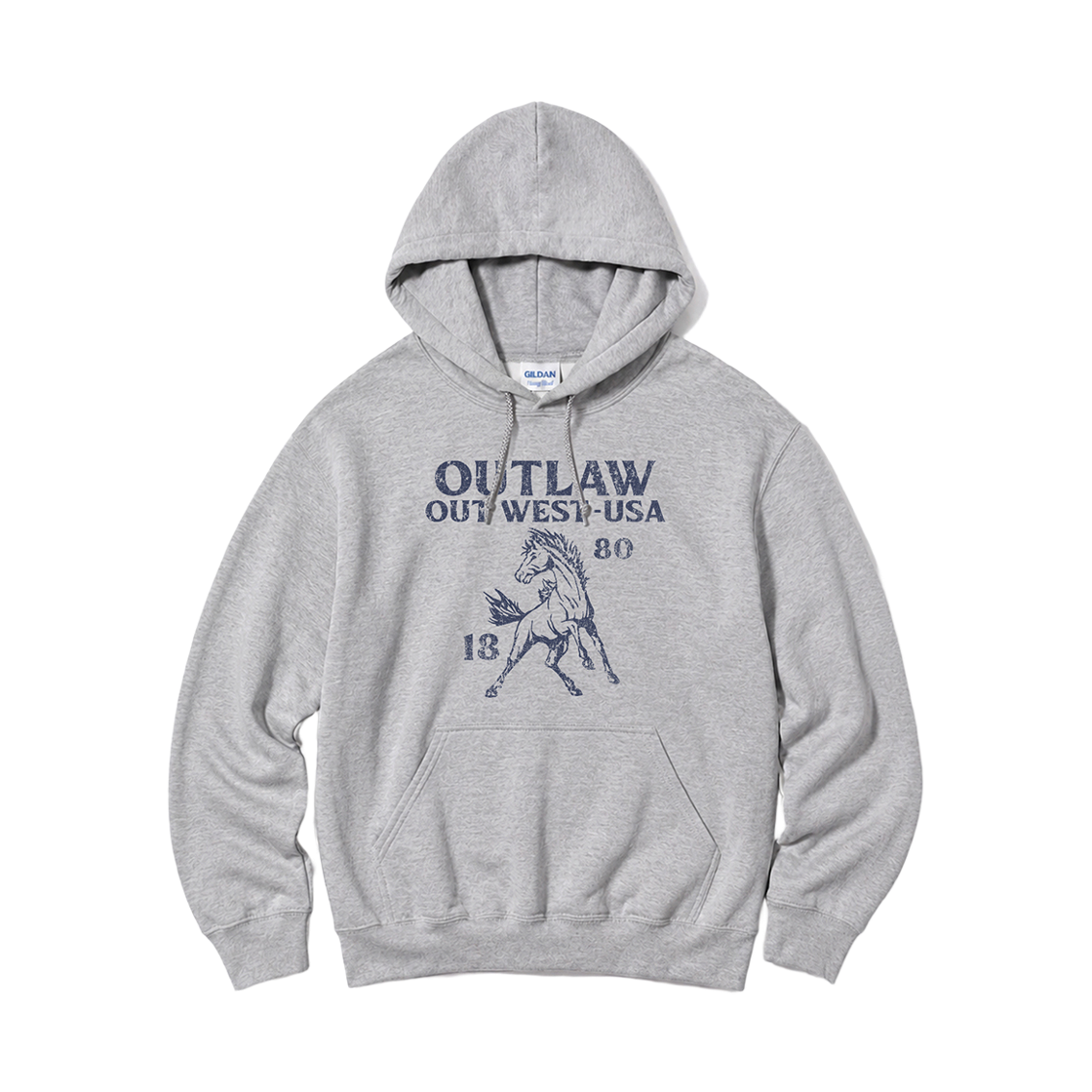 길단 X 빈티지 컬렉션 아웃로우 후드 티셔츠 그레이(Gildan x Vintage Collection OUTLAW Hooded Sweatshirt Gray)