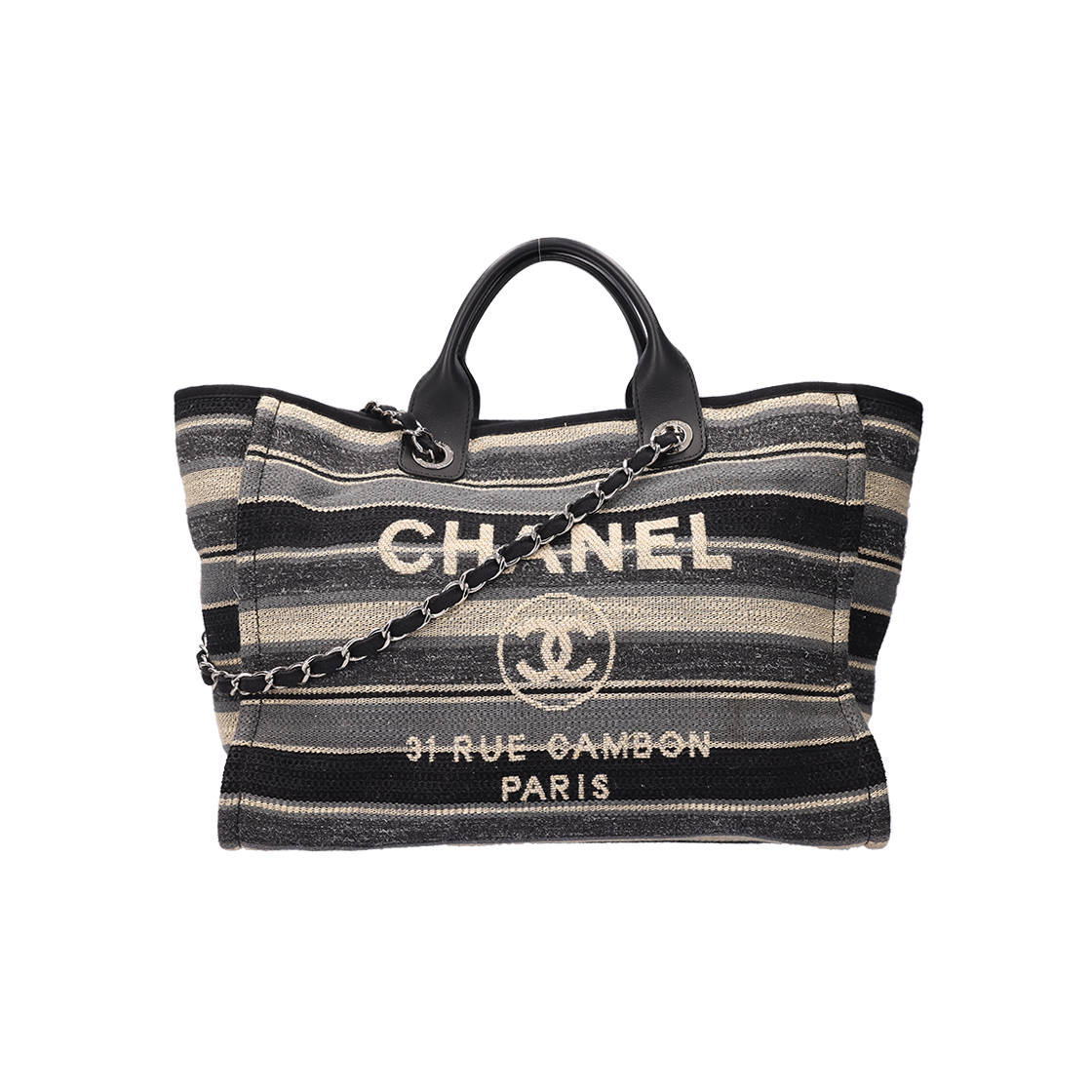 ITQIWADLO5D2 Chanel Deauville Fabric Bag Black