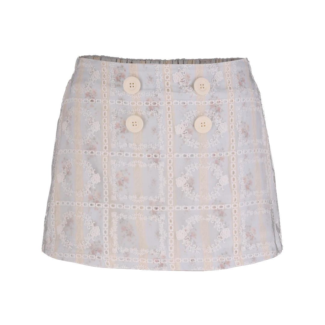 혼쿄 버튼 레이어드 레이시 스코트 스카이블루(Honkyo Button Layered Lacey Skort Skyblue)