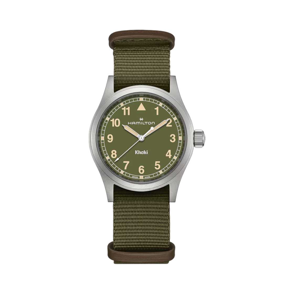 H69401960 [15% 쿠폰] Hamilton Khaki Field Quartz 38mm Stainless Steel Nato Strap Green