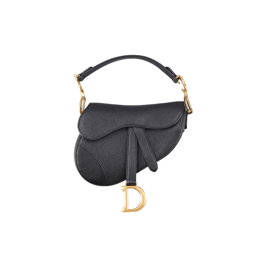 IT9UVRMCK9HG Dior Saddle Bag Grained Calfskin Black Gold & Embroidered Strap