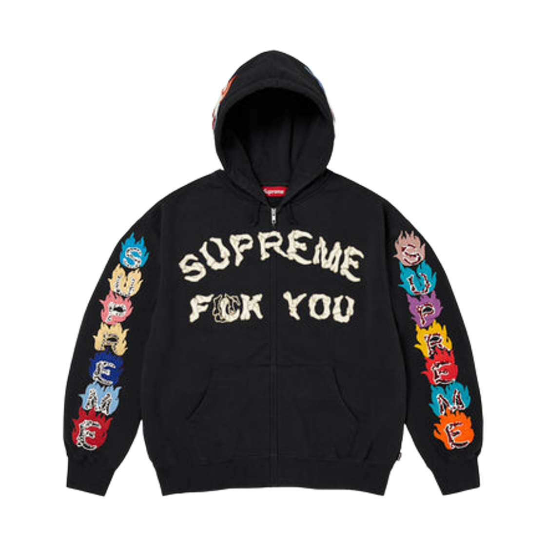 - Supreme Fuck You Zip Up Hooded Sweatshirt Black - 26FW