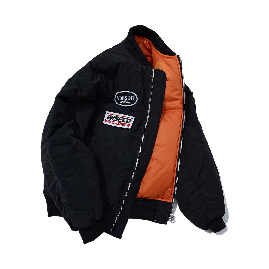 벤슨 레더 오리지날 패치워크 MA-1 자켓 / 블랙&화이트(Vanson Leathers Original Patchwork MA-1 Jacket / Black & White) - 3