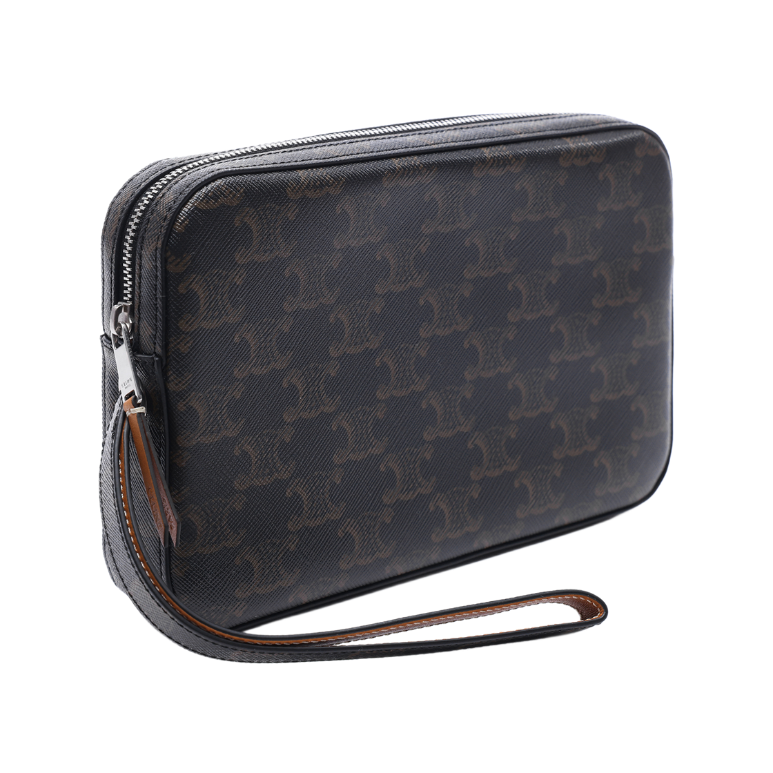 [15% 쿠폰] 셀린느 스트랩 파우치 트리옹프 캔버스 카프스킨 탄([15% 쿠폰] Celine Pouch With Strap in Triomphe Canvas and Calfskin Tan) - 3