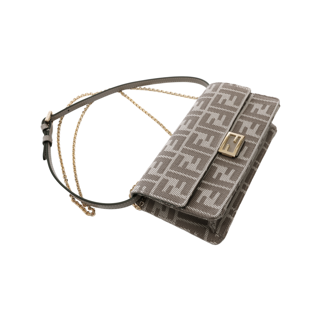 [15% 쿠폰] 펜디 FF 자카드 체인 바게트 월렛 베이지([15% 쿠폰] Fendi FF Jacquard Wallet on Chain Baguette Beige) - 5