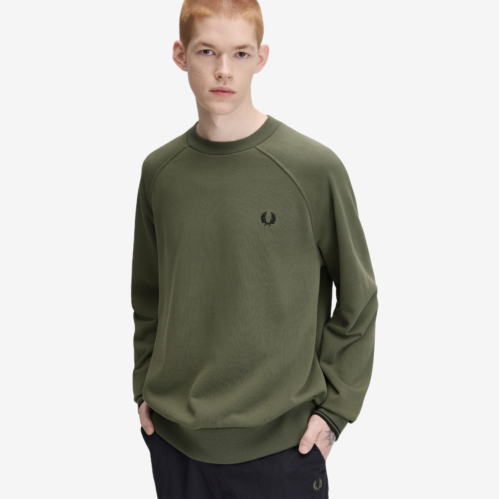 프레드페리 릴렉스드 팁드 크루넥 스웻셔츠 로렐리스그린(Fred Perry Relaxed Tipped Crewneck Sweatshirt Laurel Wreath Green) - 4