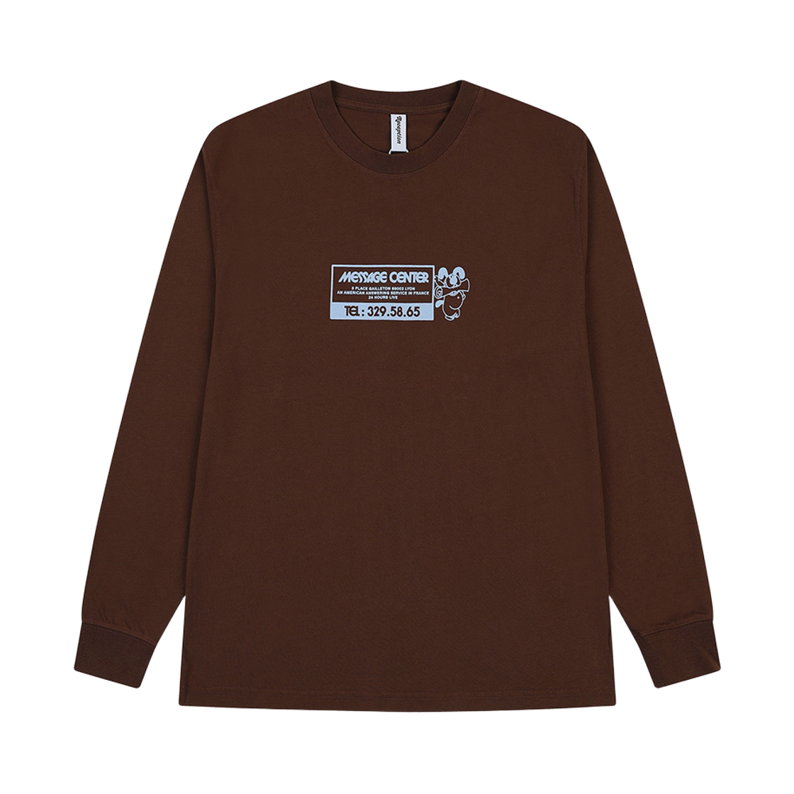 피어 리셉션 롱 슬리브 티 메시지 코튼 싱글 저지 초코 브라운(PEER Reciption LS Tee Message Cotton Single Jersey Choco Brown) - 1
