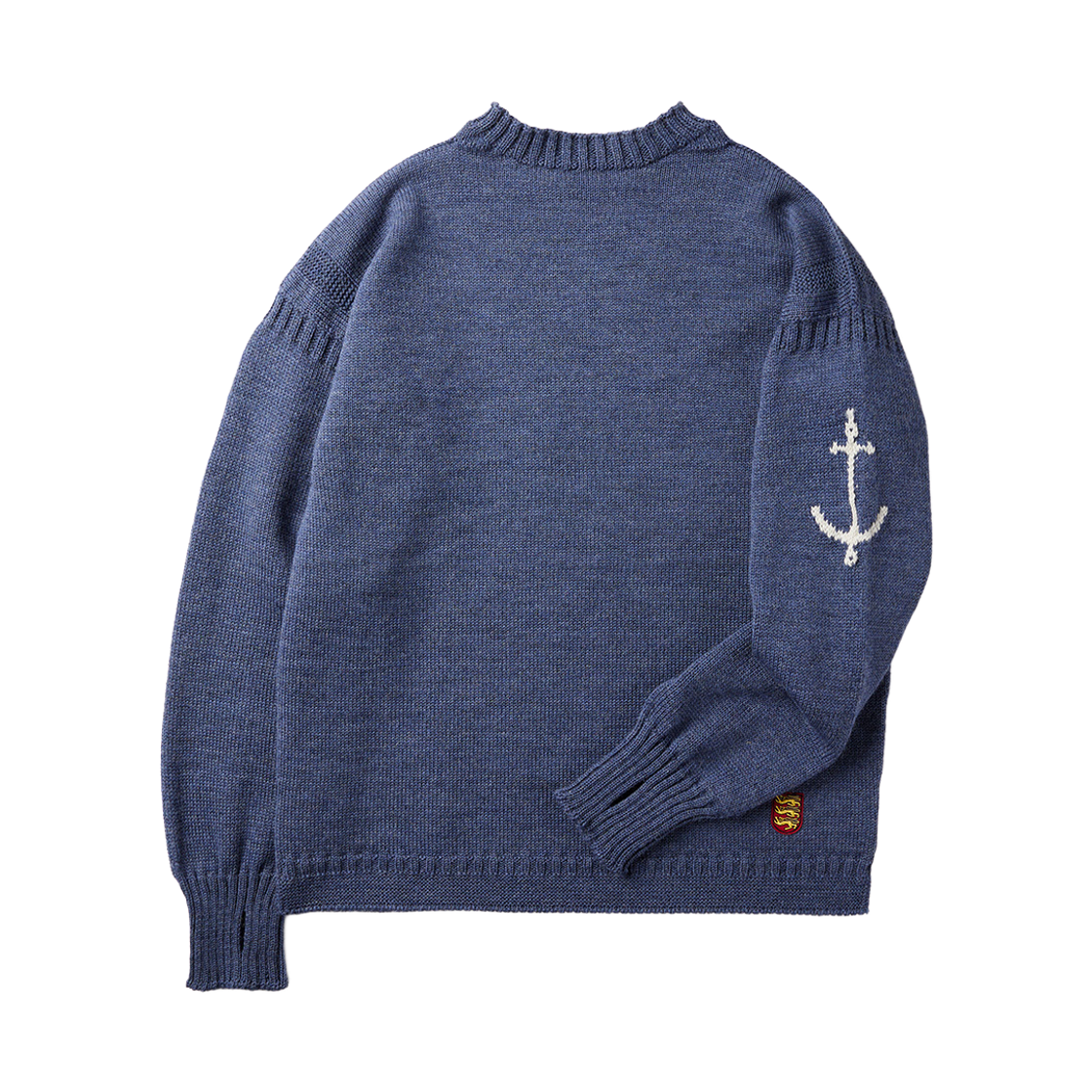 gwtr4101-cp Guernsey Woollens Fisherman Wholegarment Sweater Caspian