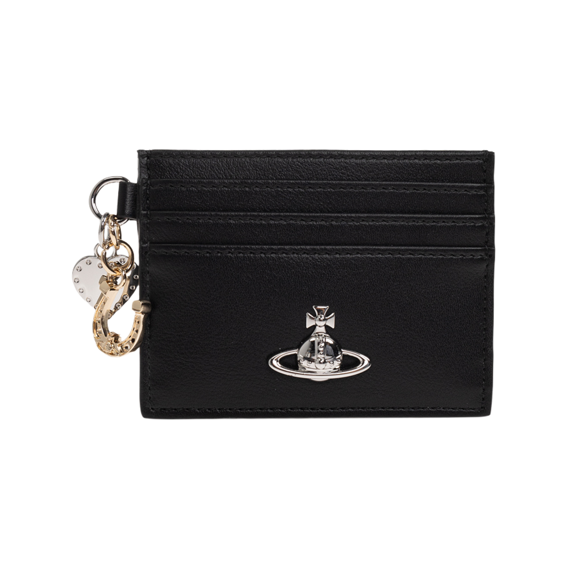 5403000VW S0026 N401 [15% 쿠폰] Vivienne Westwood Orb Logo Heart 참 Smooth Leather Cardholder Black