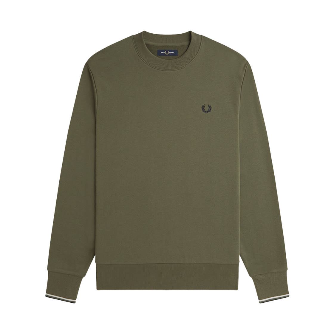 프레드페리 크루넥 스웻셔츠 로렐리스그린/슬레이트/네이비(Fred Perry Crew Neck Sweatshirt Laurel Wreath Green/Slate/Navy)