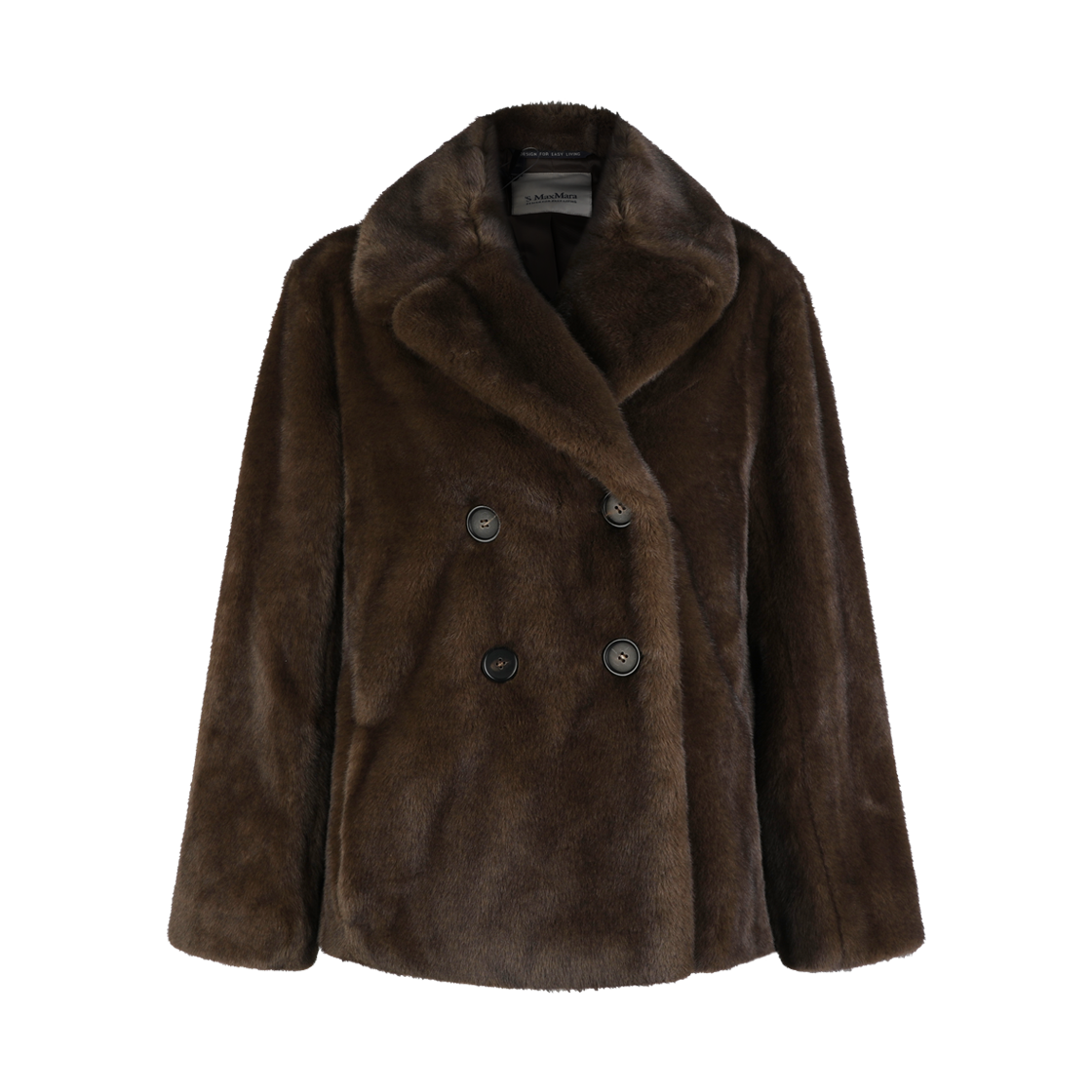 2529456013600 001 [15% 쿠폰] (W) S Max Mara Laura Double-Breasted Jacket with Fluffy Texture Brown