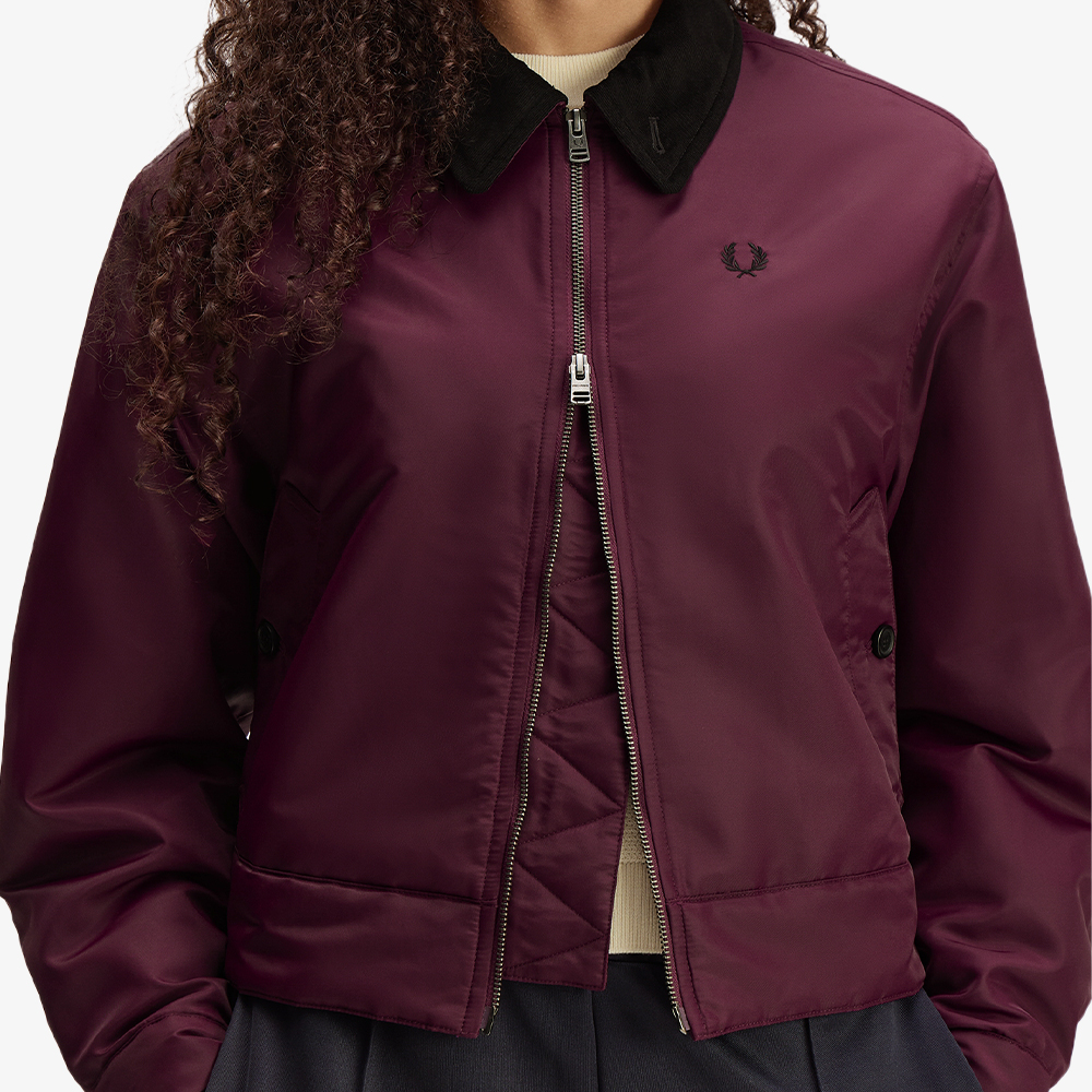 프레드페리 우먼즈 오버사이즈드 패디드 카반 재킷 플럼(Fred Perry Oversized Padded Caban Jacket Plum) - 5
