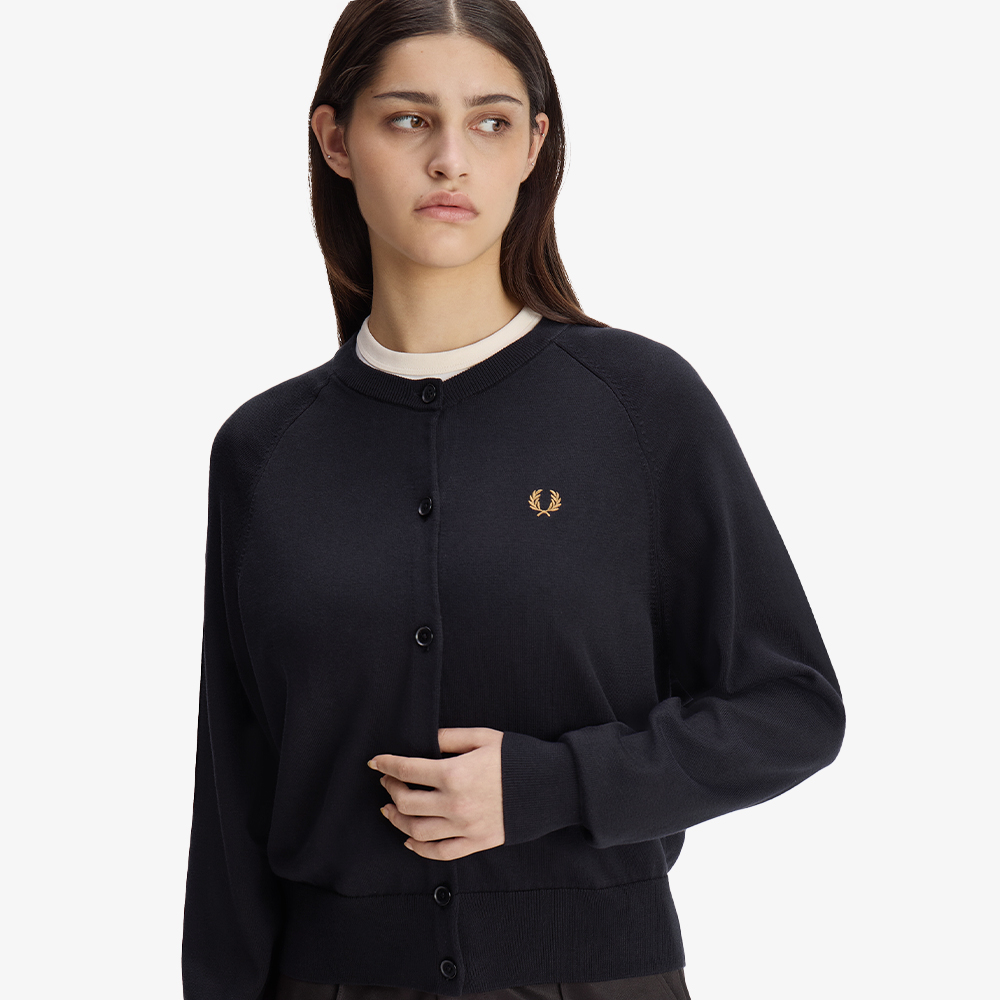프레드페리 우먼즈 오버사이즈드 크루넥 가디건 블랙(Fred Perry Oversized Crew Neck Cardigan Black) - 5