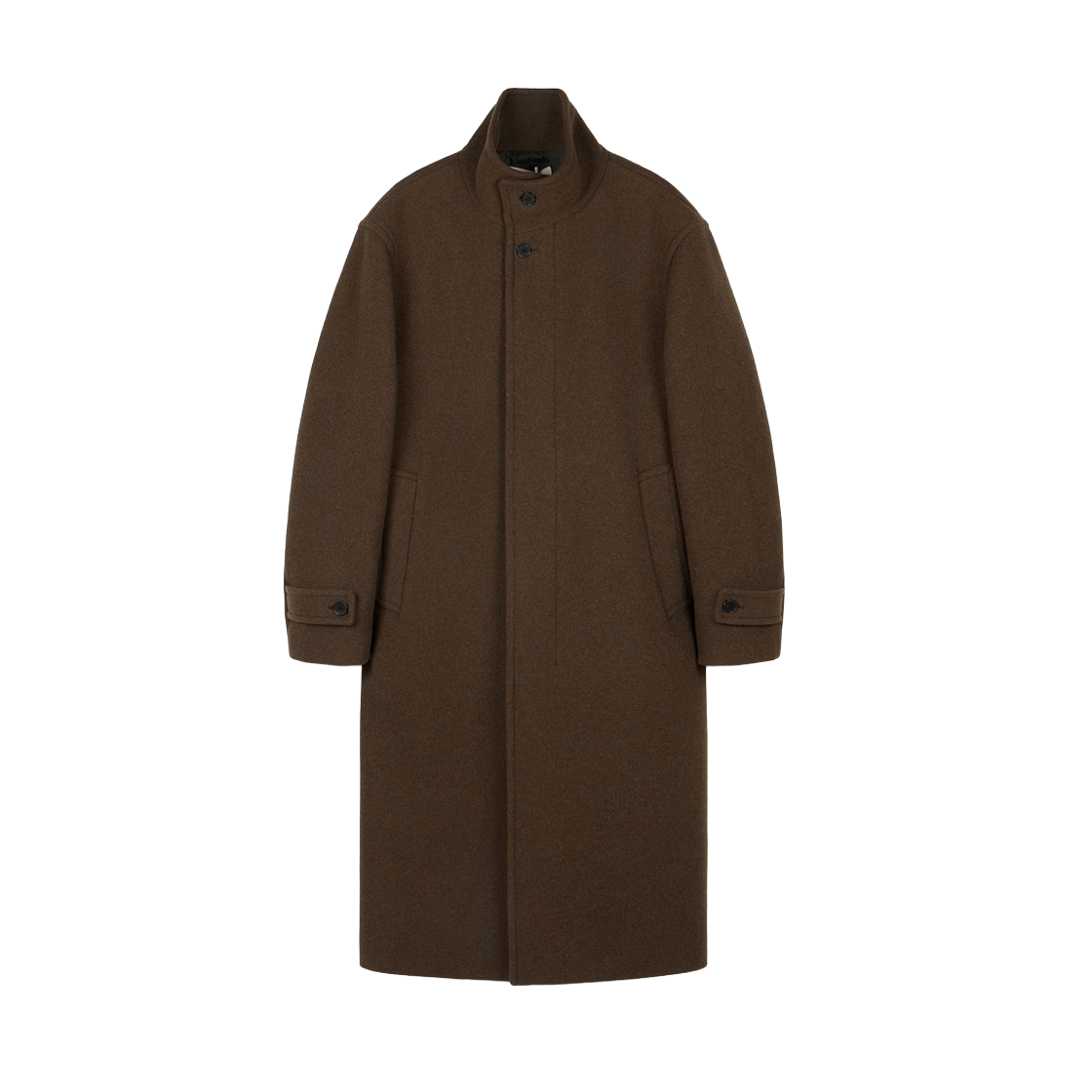 TNCO6F105W2_W TNGT W Belted Highneck Coat Melange Brown