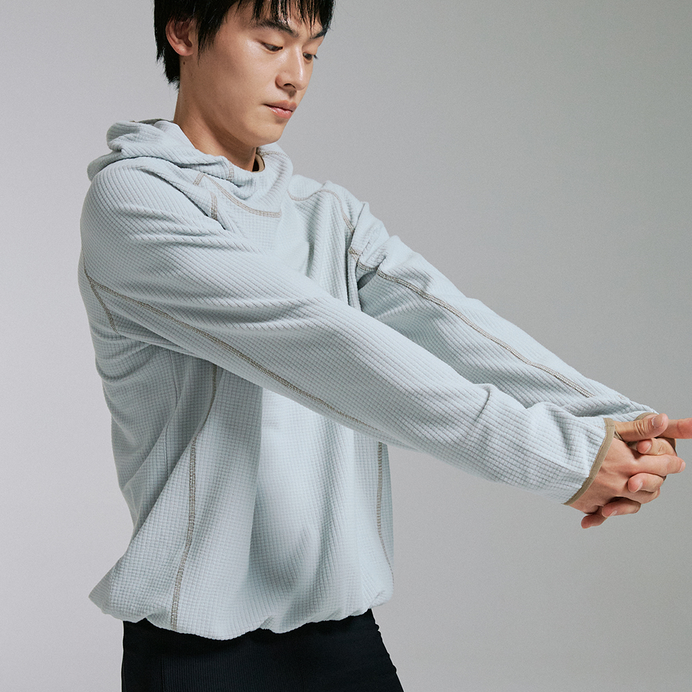 챕터엑스 그리드 텍스쳐 트레킹 후디 그레이(Chapter.X Grid Texture Trekking Hoodie Grey) - 4