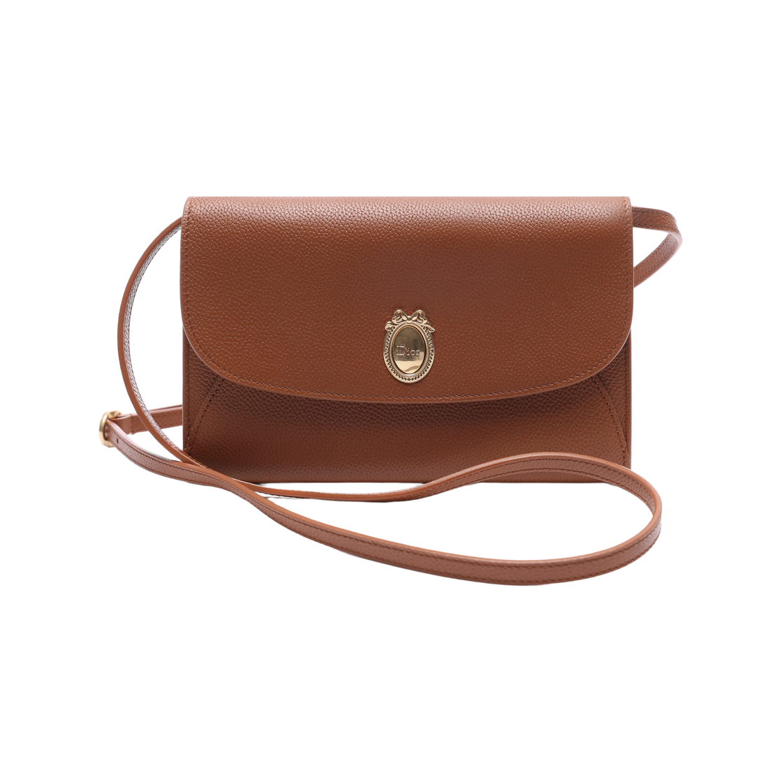 S2223QGME M16E 26F [15% 쿠폰] Dior Medaillon Envelope Pouch with Strap Grained Calfskin Marron Babi