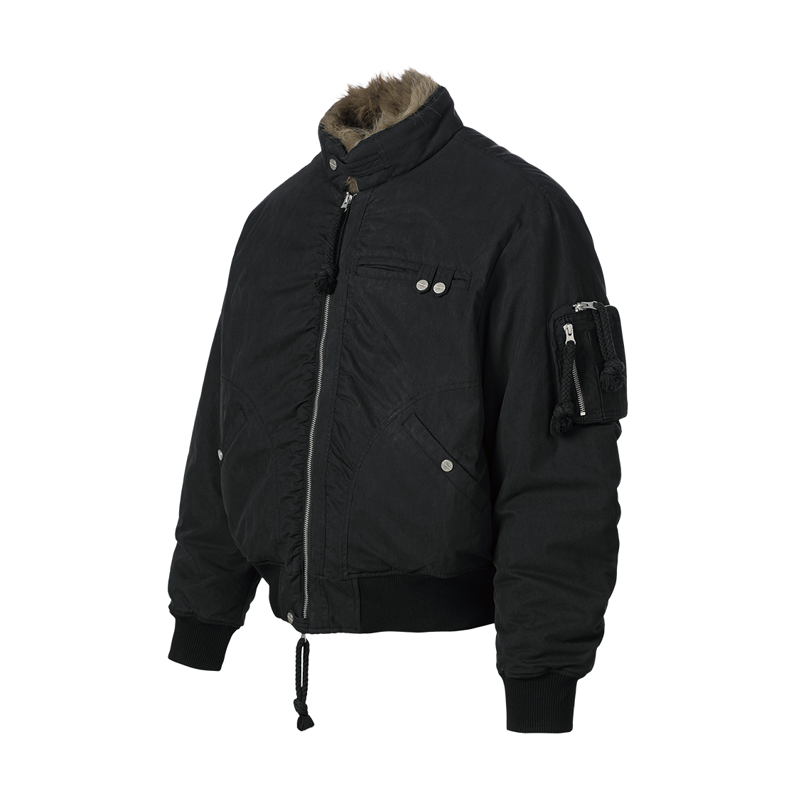 더바이닐하우스 유틸리티 퍼 봄버 자켓 블랙(Thevinylhouse Utility Fur Bomber Jacket Black) - 2