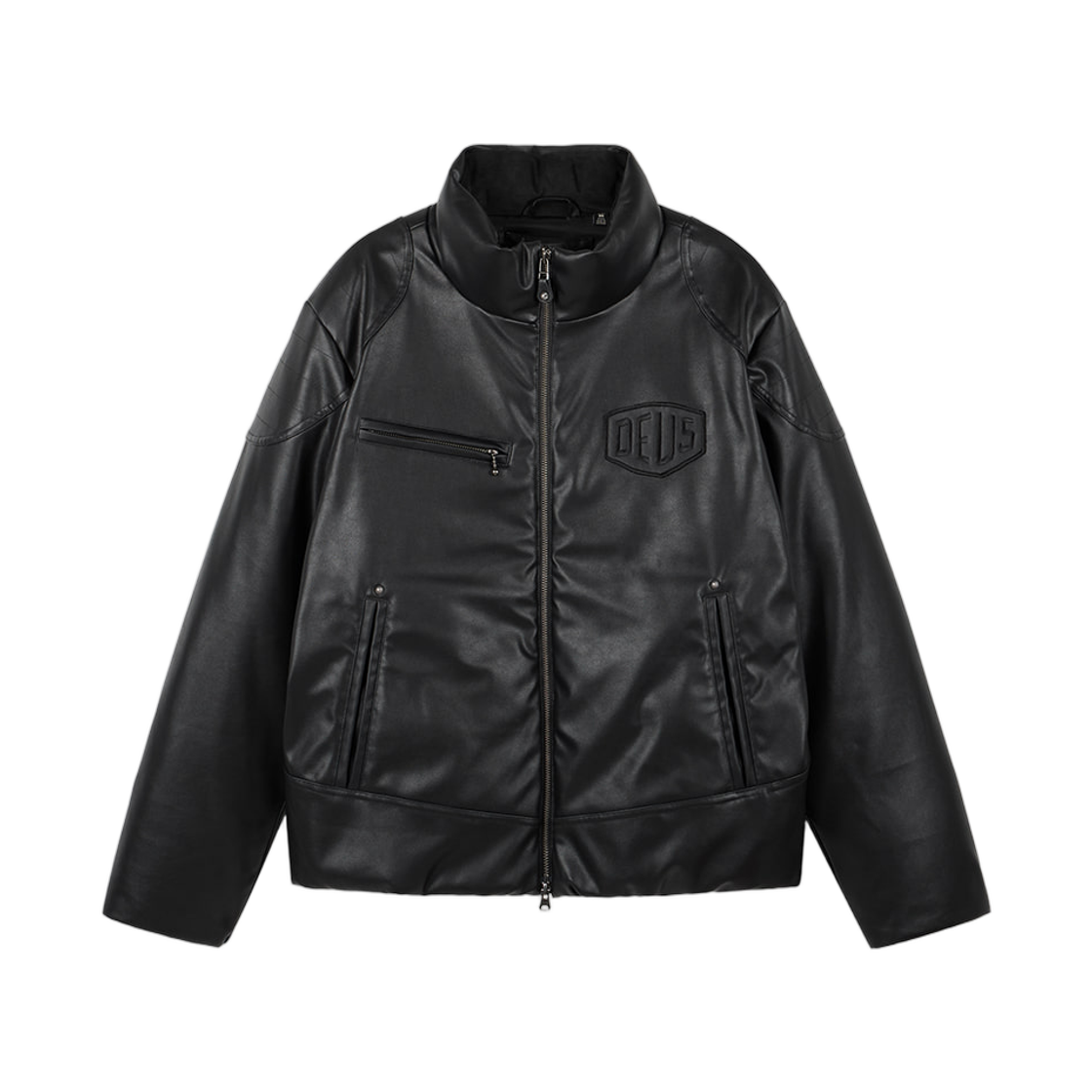 - Deus Ex Machina Rider's Friend Faux Leather Down Jacket Black