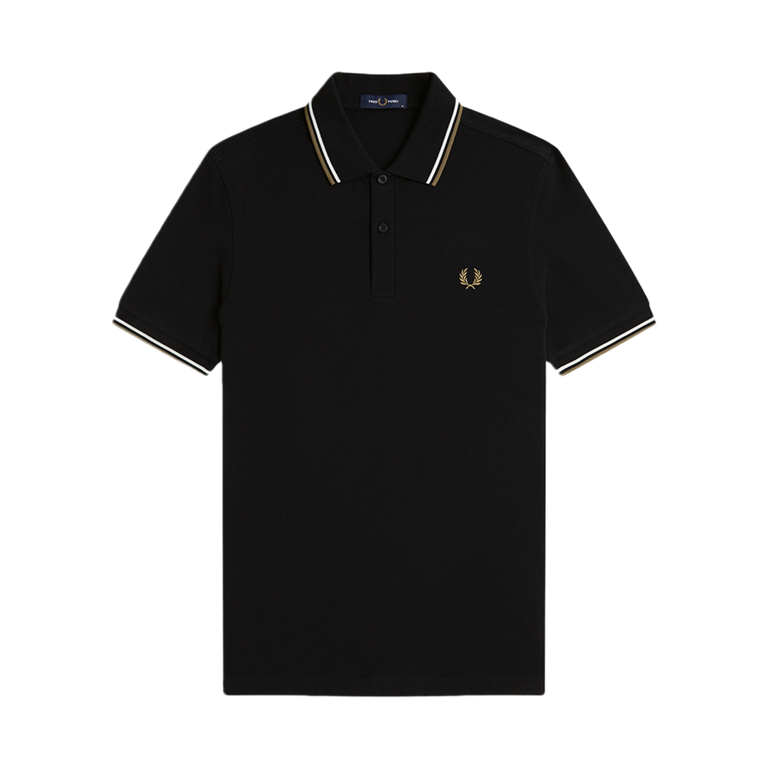 프레드페리 M3600 트윈 팁 프레드페리 셔츠 블랙/스노우화이트/브론즈(Fred Perry M3600 Twin Tipped Fred Perry Shirt Black/Snow White/Bronze)