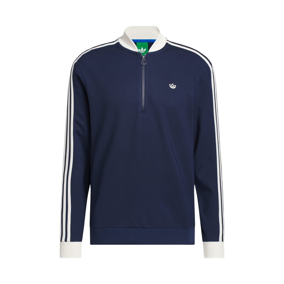 JY9940 Adidas Golf Originals 3-Stripes Half Zip Sweatshirt Night Indigo Chalk White - KR Sizing