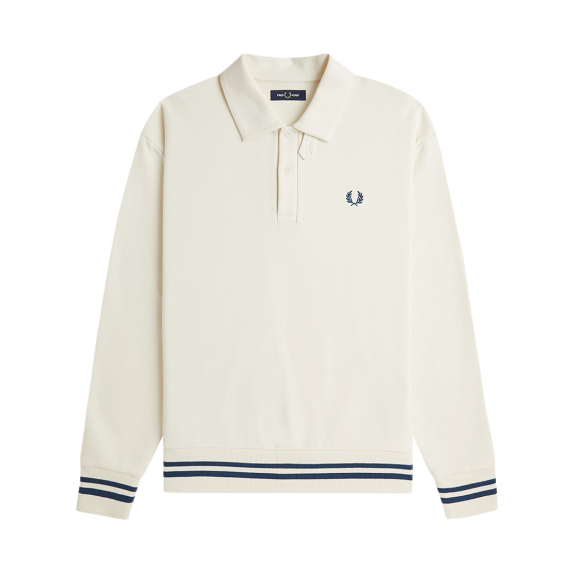 프레드페리 릴렉스드 볼드 팁드 칼라드 스웻셔츠 에크루(Fred Perry Relaxed Bold Tipped Collared Sweatshirt Ecru)