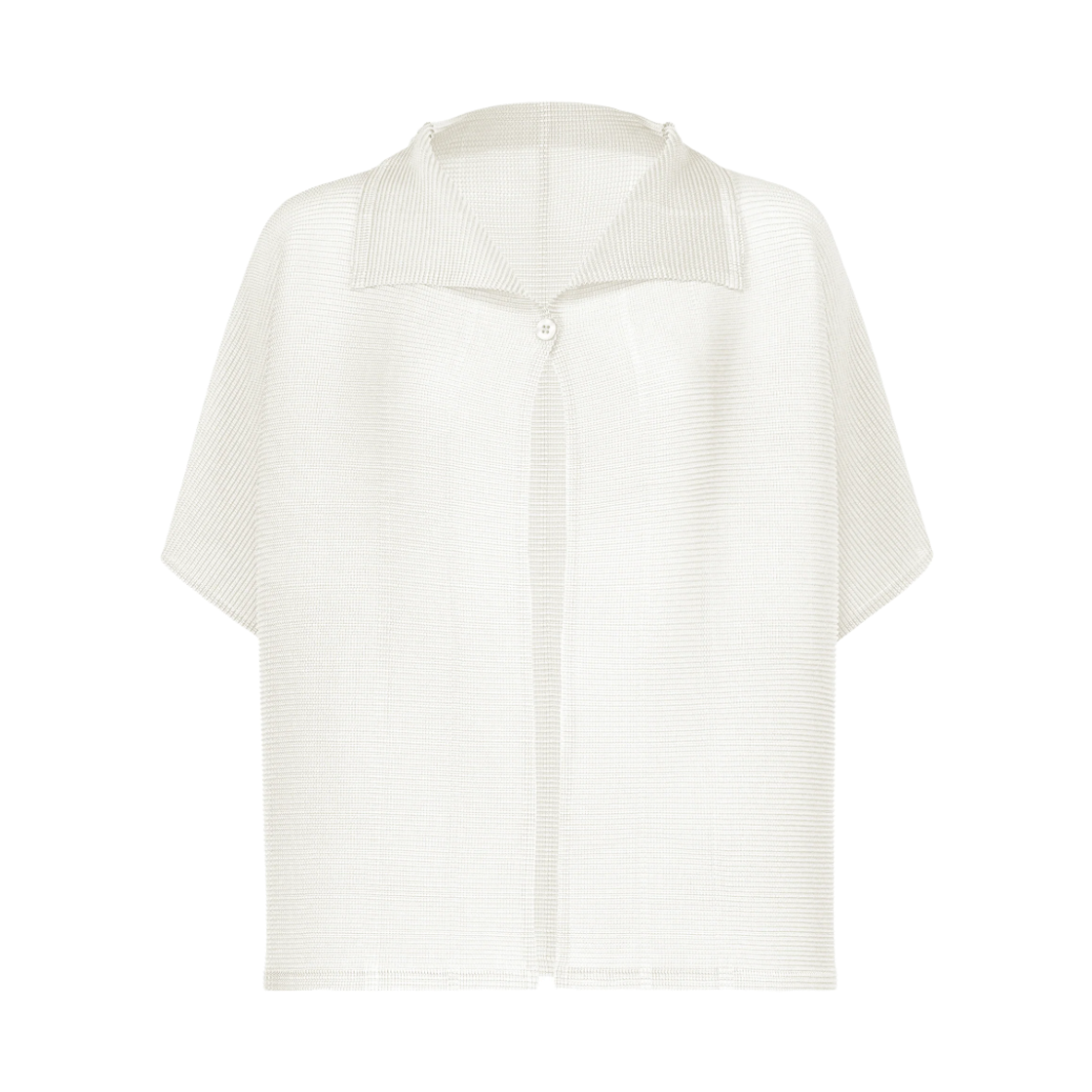 MI63-FO514-01 (W) Me Issey Miyake Square Stretch Pleats Short Sleeve Cardigan White