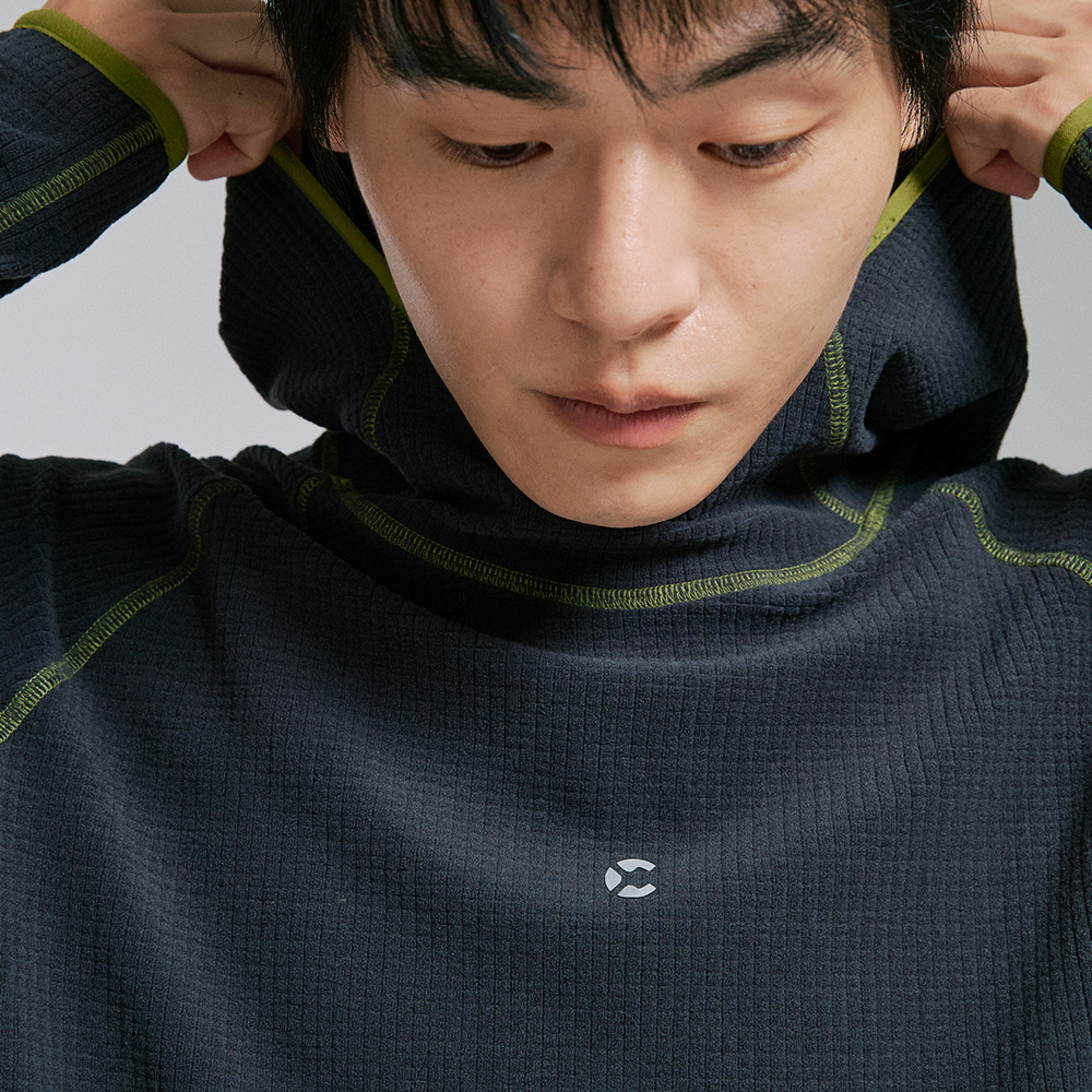 챕터엑스 그리드 텍스쳐 트레킹 후디 차콜(Chapter.X Grid Texture Trekking Hoodie Charcoal) - 4