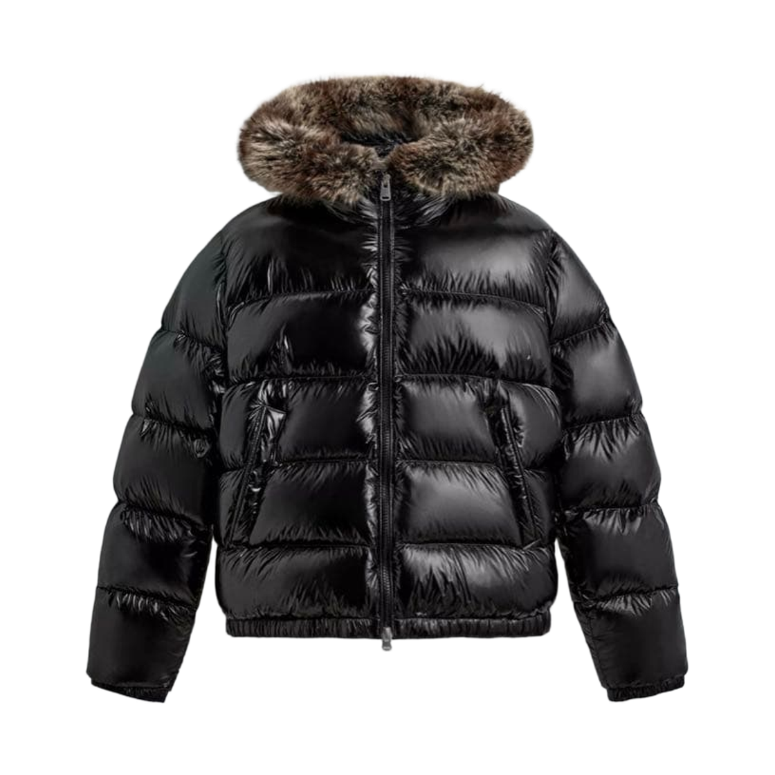 0732/510/800 Zara Hooded Down Jacket Black