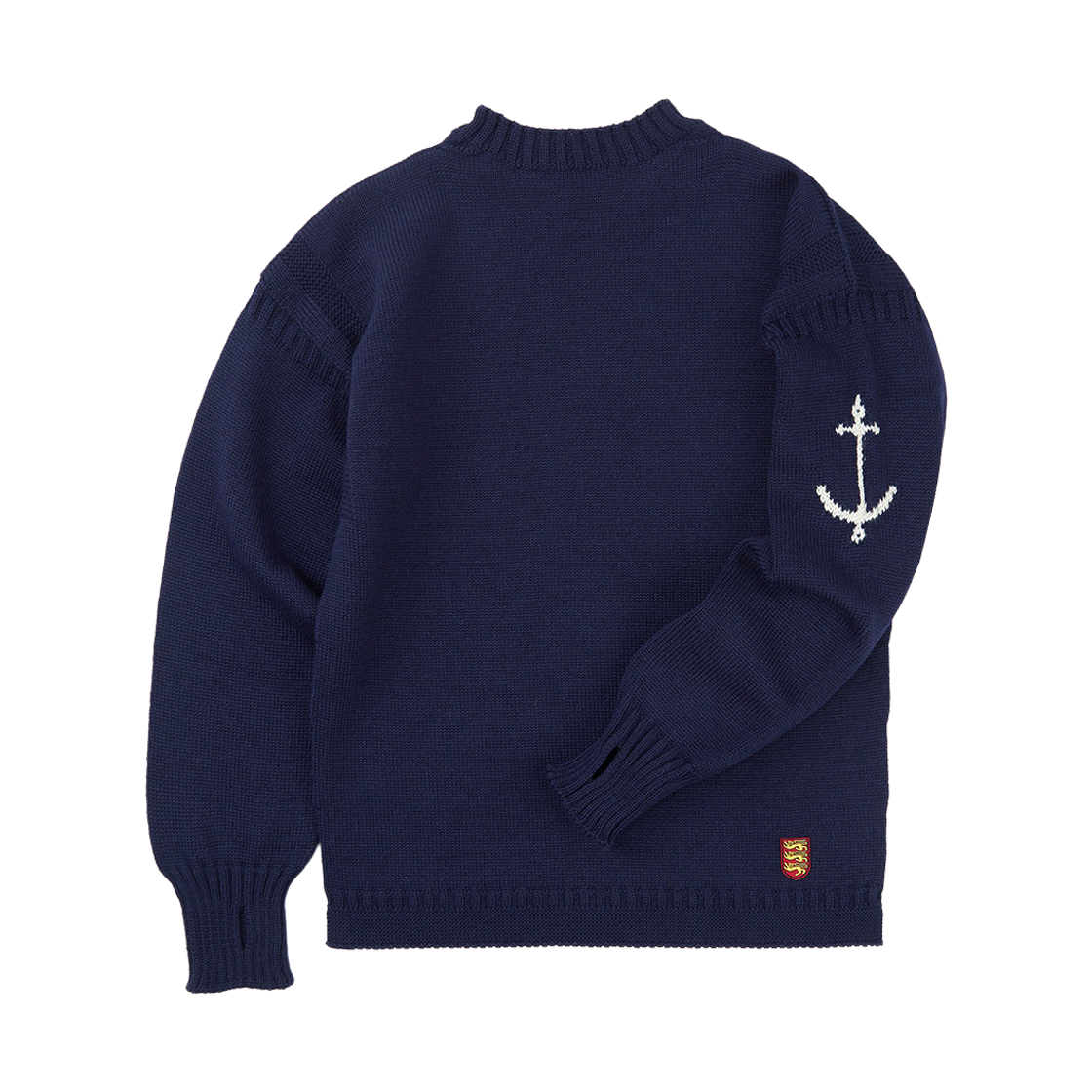 gwtr4101-nv Guernsey Woollens Fisherman Wholegarment Sweater Navy