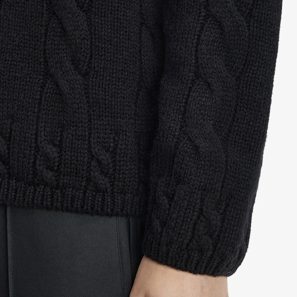 프레드페리 레더 패치 릴렉스드 케이블 니트 스웨터 블랙(Fred Perry Leather Patch Relaxed Cable Knit Sweater Black) - 6