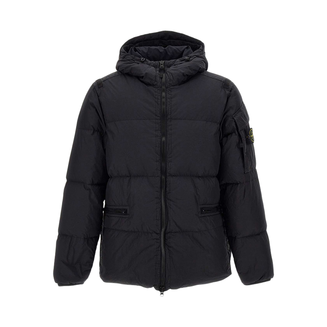 771540223 V0029 [15% 쿠폰] Stone Island Wappen Crinkle Reps Hooded Padded Jacket Black
