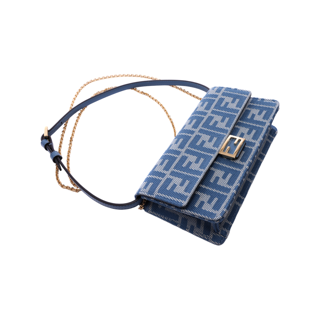[15% 쿠폰] 펜디 바게트 FF 자카드 데님 체인 월렛([15% 쿠폰] Fendi Baguette FF Jacquard Denim Chain Wallet Blue) - 5
