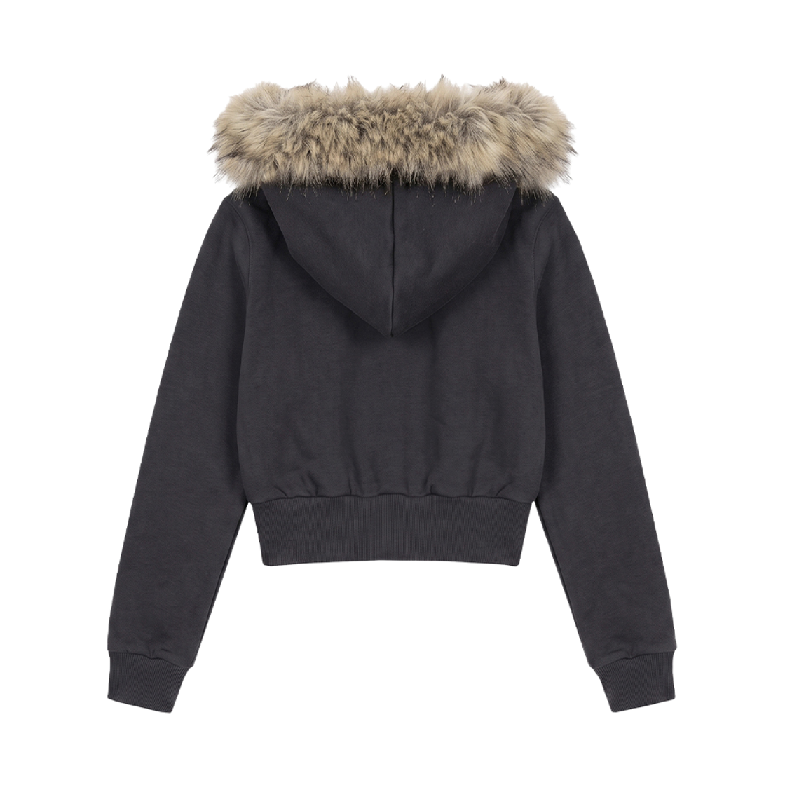 분트 슬림 핏 퍼 트리밍 후드 집업 다크 그레이(VOONT Slim Fit Fur Trimming Hood Zip-Up (DARK GRAY)) - 2