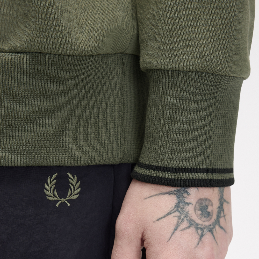 프레드페리 릴렉스드 팁드 크루넥 스웻셔츠 로렐리스그린(Fred Perry Relaxed Tipped Crewneck Sweatshirt Laurel Wreath Green) - 6