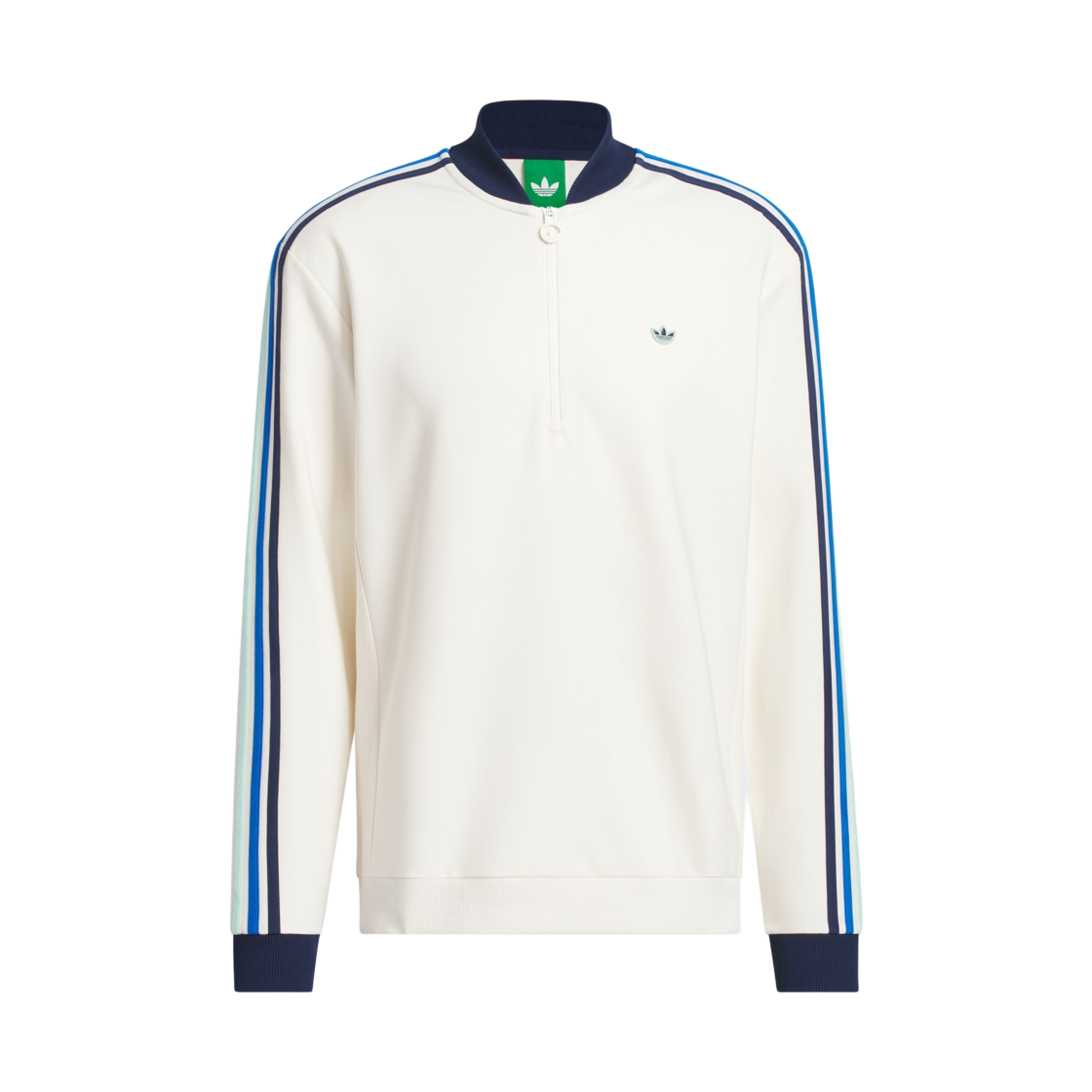 KB8629 Adidas Originals 3-Stripes Half Zipper Sweatshirt Chalk White Night Indigo - KR Sizing