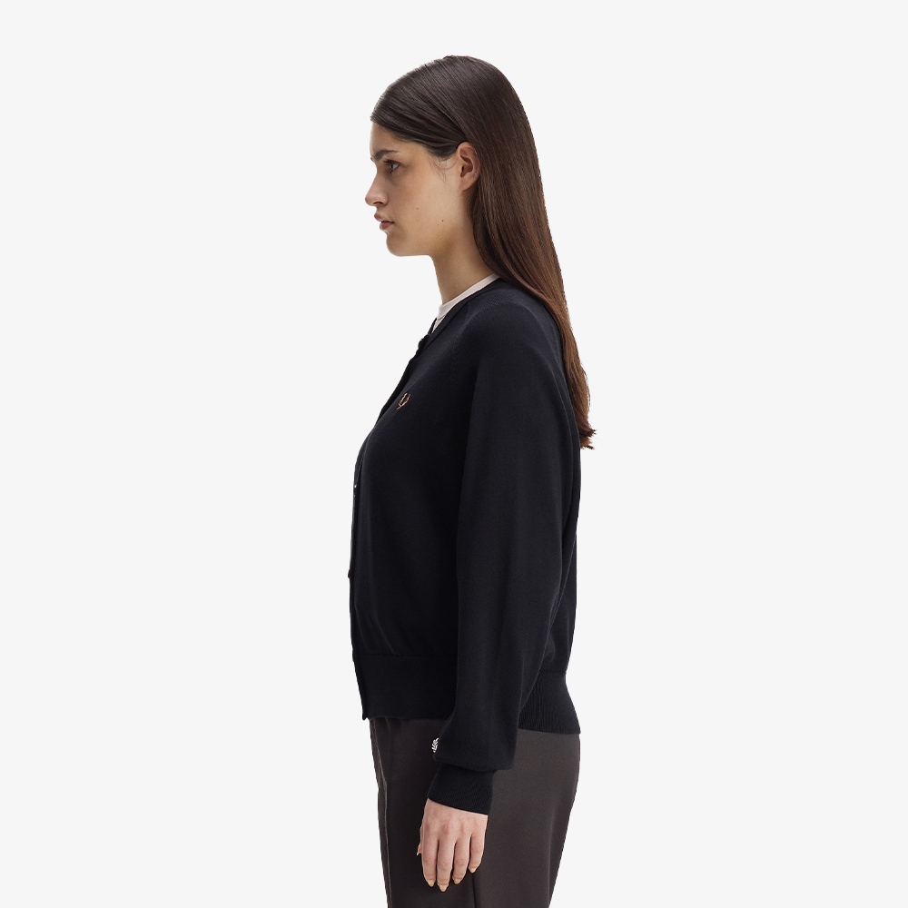 프레드페리 우먼즈 오버사이즈드 크루넥 가디건 블랙(Fred Perry Oversized Crew Neck Cardigan Black) - 4