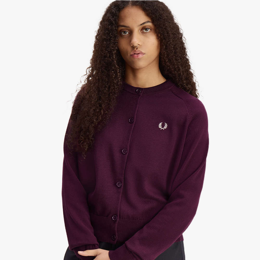 프레드페리 우먼즈 오버사이즈드 크루넥 가디건 플럼(Fred Perry Oversized Crew Neck Cardigan Plum) - 5